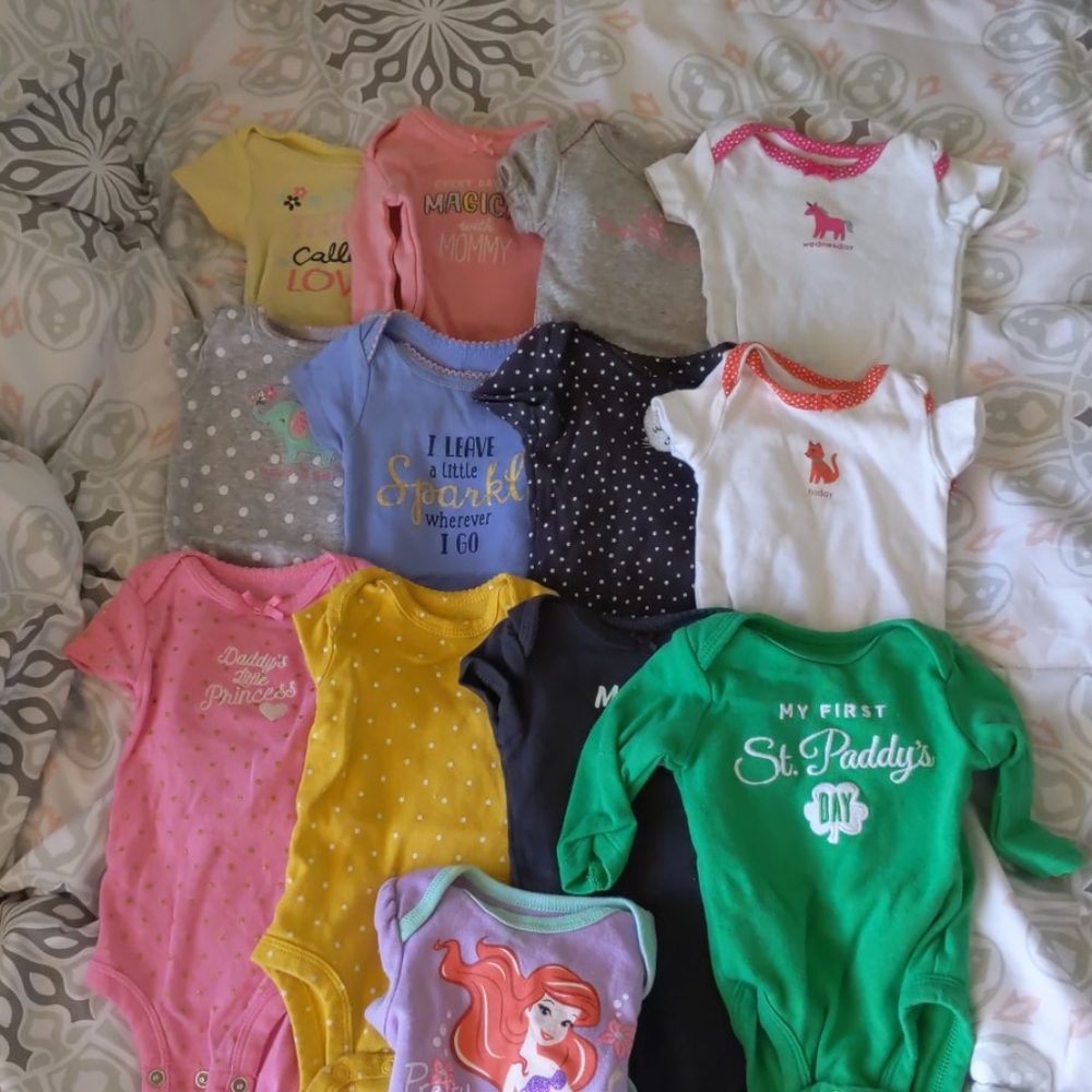 Lot of 13 newborn bodysuits